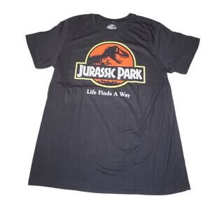 Jurassic Park Logo Movie Shirt Size L - Life Finds A Way Mens Graphic Tee Large
